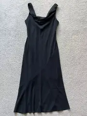 Abercrombie & Fitch Women Cowl Neck Midi Dress Black Chiffon Floaty Small S New