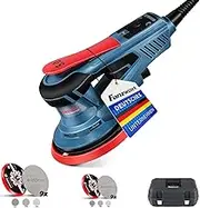 FANZWORK HG0024 Random Orbital Sander with 5 mm Abrasive Stroke, 125 mm/150 mm Sanding Disc, 350 W Brushless Motor, 7-Speed Control up to 10,000 rpm, Disc Brake, 18 x Sandpaper, Case