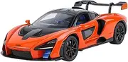 Finished Scale Model Die-cast Alloy 1:24 for Mclaren Senna Supercar Simulation Car Model Sound and Light Mini Vehicle Model Collection Presents Presents Ornaments(Orange)