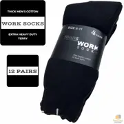 12 Pairs THICK WORK SOCKS Terry Cotton Extra Heavy Duty Outdoor Warm Mens BULK