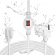 10 Ft White Outdoor Extension Cord with Waterproof Inline Switch On/Off, 10ft...