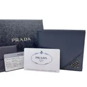 Authentic PRADA Portaf. Orizzontale Bi-fold Wallet 2MO513 Blue Leather #36634817