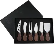 6 Piece Cheese Knives Set with Wooden Handle, Mini Steel Stainless Cheese knife set for Charcuterie and Cheese spread, Perfect for Cheese Slicer and Butter Cutter