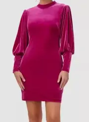 $195 Aidan by Aidan Mattox Women's Pink Velvet Calf Sheath Dress Size 12