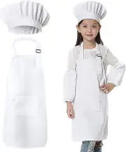 Kids Chef Outfit Apron Set Chef Hat Sleeves Aprons For Kids - Boys Girls