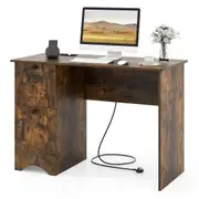 Giantex Modern Study Writing Desk Home Office Desk w/Drawers For Bedroom Study Room Brown