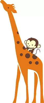 Giraffe Monkey Wall Art Stickers Kids Nursery Vinyl Decal removable Xlarge