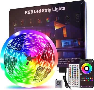 50 FT LED Lights for Bedroom, Music Synchronized RGB Color Changing LED Strip Li