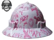 Custom Hydrographic Safety Hard Hat BREAST CANCER - LIGHT PRO CHOICE WIDE BRIM