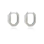 Culturesse Octavia Huggie Earrings Sterling Silver Austrian Cubic Zirconias