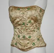 JASDEE Vintage Bustier Corset HandWork GottaThread & Beaded On Satin style F3127