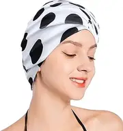 Women Lady Girls Bathing Cap Long Short Hair Swiming Cap Pleated Knotted Turban Hats Non-Waterproof Swim Cap
