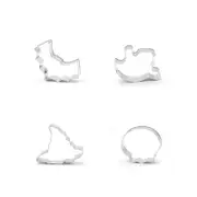 3 Sets Stainless Steel Halloween Cookie Cutter Biscuit Mould Ghost Bat Skull Hat Baking Tool Biscuit Stencil Baking Mold 4 piece set