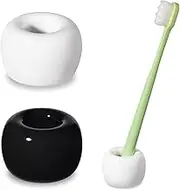 Small Ceramic Toothbrush Holder Stand for Bathroom,2Pcs Mini Ceramic Toothbrush Holder Stand, Mini Ceramics Toothbrush Holder Stand for Bathroom, Ceramics Handmade Bathroom Toothbrush Holders