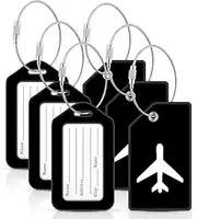 [MingZhuInC] Luggage Tags, 6 Pcs Suitcase Tags, Travel Luggage Labels for Suitcase, Baggage, Travel Bags (Black)