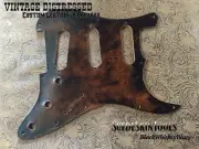 Custom Tooled Leather Distressed Brown Pickguard Fender Stratocaster SSS HSS HH