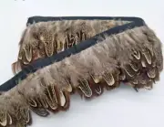 10 Metres Natural Almond Pheasant Feather Edging Ribbon Trim DIY Craft Decor