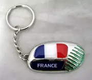 33568 RUGBY WORLD CUP 2011 FRANCE FLAG SILVER ROUND KEYRING KEY RING