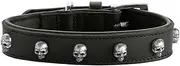 HUNTER Tijuana Dog Collar Colour: Black, High-Quality Cowhide Leather, Soft Lining, Gentle on Fur, Handmade, Decorative Skulls, Robust and Fashionable, Made in Germany, Size: 35