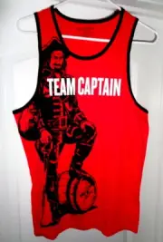 CAPTAIN MORGAN RUM TEAM CAPTAIN TANK TOP T SHIRT Size MEDIUM - Red