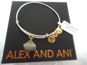 Alex and Ani PYRAMID TWO TONE Charm Bangle Bracelet New W/Tag & Box