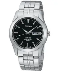 在飛比找Yahoo!奇摩拍賣優惠-SEIKO 經典藍寶石水晶鏡面鋼帶錶(SGG715J1)-黑