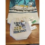 NEW NWT CAMP SNOOPY LETS GO HIKING SLUMBER SACK/SLEEPING BAG W/SLING BAG 26 X 46