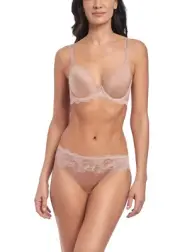 WACOAL LACE AFFAIR ROSE DUST ANGEL WING UNDERWIRE CONTOUR BRA & BRIEF 34B / 12B
