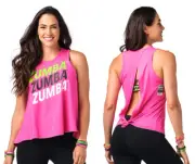 Zumba Tie Back Tank Top ~ Open Back - Shocking Pink ~ XS, Sm, Med, Lg ~ New!