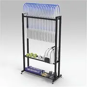 Tennis Racket Storage Rack,Heavy Duty Floorstanding Badminton Racket Storage Rack Tennis Racket Holder, Large Capacity Black Metal Sports Equipment Organizer on Wheels, Space Saver~/