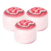 3Pcs 100g Gradient Cake Cotton Yarns Soft Rainbow Yarn Mixed Dark Red (300g)