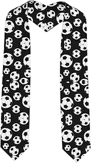 [SKKNT] Soccer Black Print Graduation Shawl Stole For Academic Commencements Honor Sash Congratulations Gift
