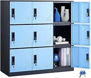 VEVOR Metal Locker for Employees, 9 Doors Storage Cabinet with Card Slot, Employee Lockers with Keys, 30KG Loading Capacity Office Storage Lockers for Office, Home, School, Gym, Black