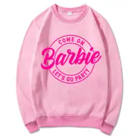 在飛比找蝦皮購物優惠-女士barbie let's go party印花圖案刷毛圓