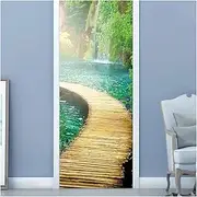 Door Stickers Rural Style Bridge in The Lake DIY Door Sticker Home Decoration Porch Kitchen Art Mural Wall Stickers (Size : 95x215cm)