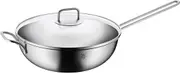 WMF Wok Induction 30 cm with Glass Lid Polished Cromargan Stainless Steel Uncoated Oven Safe