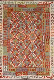 Southwestern Reversible Kilim Pakistani Rug 6x8 ft. Flatweave Wool Carpet