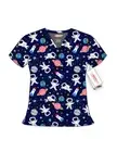 New, eliteMed 4-Way Stretch Print Scrub Tops, Pattern# 900-003NVY, S-2XL