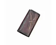 Slim Wallets for Women Embossed Dragonfly Leather Wallet Cellphone Clutch-Brown
