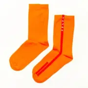 PRADA Linea Rossa neon orange red line logo cotton socks nylon pouch