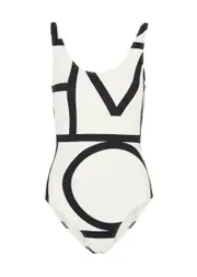 Toteme Logo-print Swimsuit, Swimsuit, White and Black - XS XS