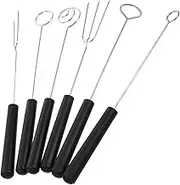 FUNOMOCYA 6pcs Stainless Steel Dessert Forks Chocolate Dipping Cheese Fondue Tools Versatile Baking Utensils for Hot Pot Fruit More Portable Kitchen Gadgets