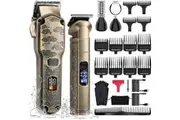 Hatteker Professional Hair Clippers for Men Beard Trimmer Clippers and Trimmer Set Waterproof T-Blade Trimmer Cordless Grooming Kit Nose Body Hair Trimmer Barber Clippers Hair Cutting Kit