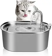 Ofat Home Cat Water Fountain with Australia Power Adapter, Pet Drinking Fountain Stainless Steel, 3.2L/108.2oz High Capacity Portable Driven by Power Bank for Cats, Dogs, Birds and Small Animals