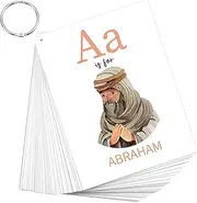 26 Pcs Bible ABC Flash Cards Christian Bible Verse Alphabet Cards Religious Scripture Memory Cards with Stainless Steel Ring for Preschool Sunday School Toys Basket Suffers