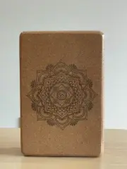 Natural cork yoga block 700g with clear cling wrap packaging