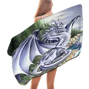 Quicksilver Coastal Grey Dragon Drawing Microfiber Beach Towel