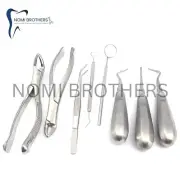 8 Oral Dental Surgery Extracting Elevators Forceps Instrument Kit Set German Gr