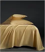 Flat Sheet Twin Queen King Ultra Soft Comfortable 500TC Long-Staple Cotton Top Sheet Hotel Quality Bed Sheets, 1 Flat Sheet Only(Yellow,180x240cm)