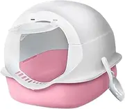 Fully Enclosed Splash-Proof Cat Litter Box Large Litter Pan with Lid and Scoop Anti- Splashing Easy Clean Litter Tray